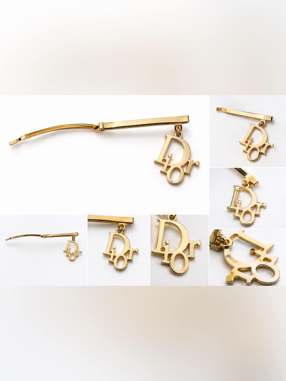 Christian Dior Gold-Tone Dior Logi Charm Hair Barrette